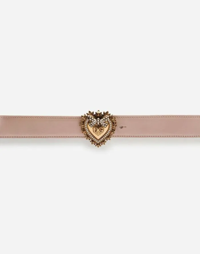 Dolce and Gabbana Belts Women Devotion Belt In Lux Leather Pale Pink Dolce and Gabbana Belts Women Devotion Belt In Lux Leather Pale Pink