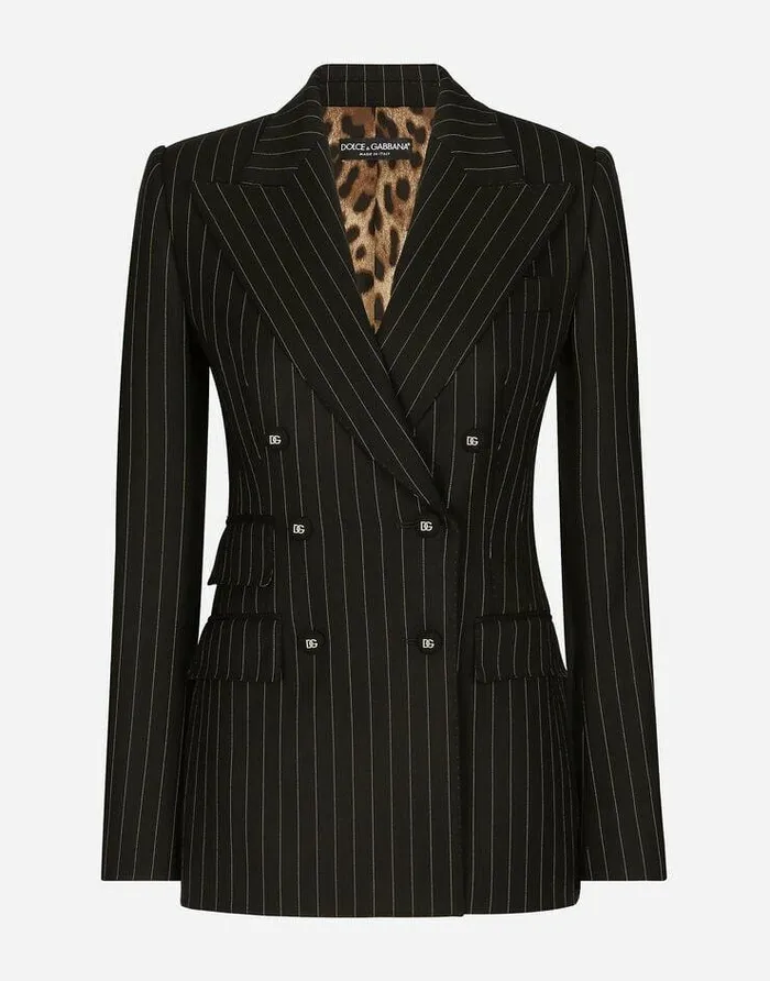 Dolce and Gabbana Blazers Women Pinstripe Twill Turlington Blazer Multicolor