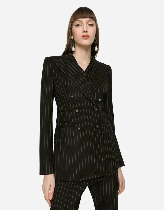 Dolce and Gabbana Blazers Women Pinstripe Twill Turlington Blazer Multicolor Dolce and Gabbana Blazers Women Pinstripe Twill Turlington Blazer Multicolor
