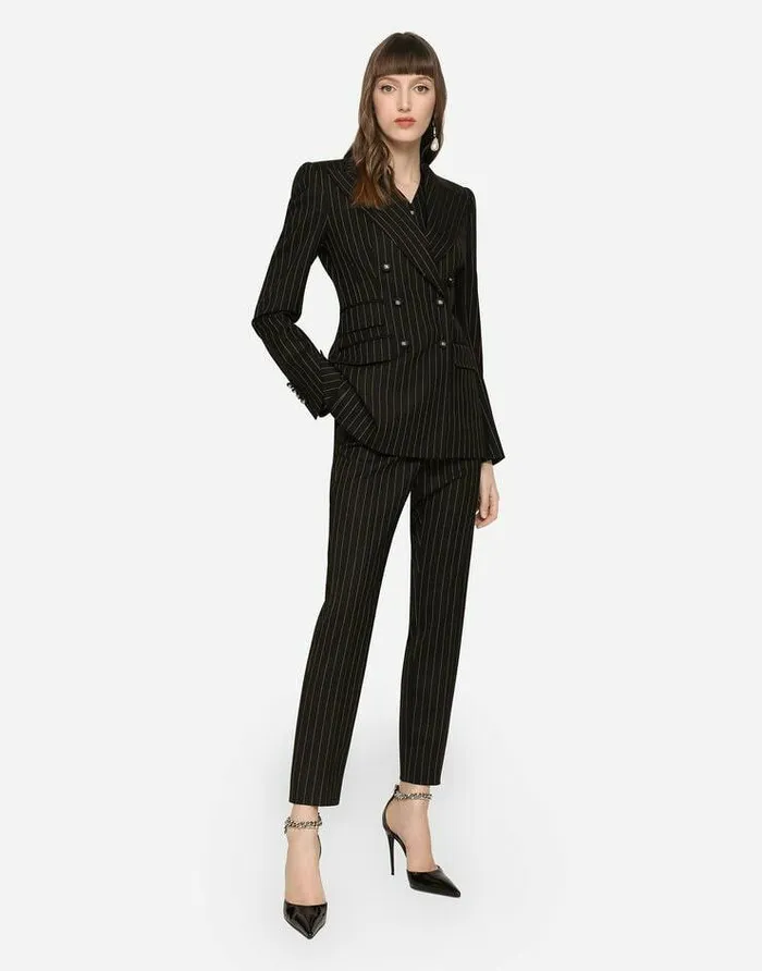 Dolce and Gabbana Blazers Women Pinstripe Twill Turlington Blazer Multicolor Dolce and Gabbana Blazers Women Pinstripe Twill Turlington Blazer Multicolor
