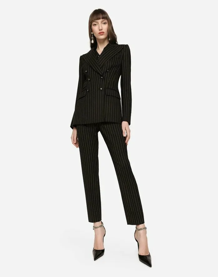 Dolce and Gabbana Blazers Women Pinstripe Twill Turlington Blazer Multicolor Dolce and Gabbana Blazers Women Pinstripe Twill Turlington Blazer Multicolor