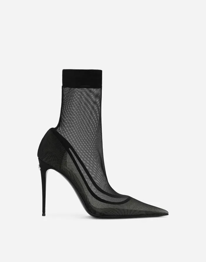 Dolce and Gabbana Boots And Booties Women KIM DOLCEandGABBANA Stretch Tulle Ankle Boots Black Dolce and Gabbana Boots And Booties Women KIM DOLCEandGABBANA Stretch Tulle Ankle Boots Black