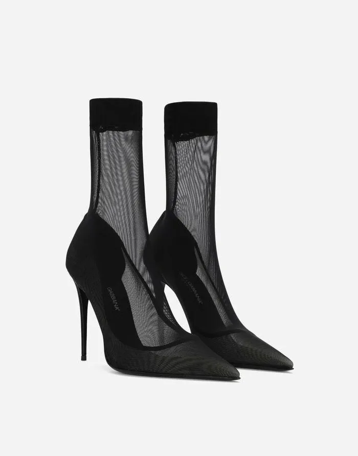 Dolce and Gabbana Boots And Booties Women KIM DOLCEandGABBANA Stretch Tulle Ankle Boots Black Dolce and Gabbana Boots And Booties Women KIM DOLCEandGABBANA Stretch Tulle Ankle Boots Black