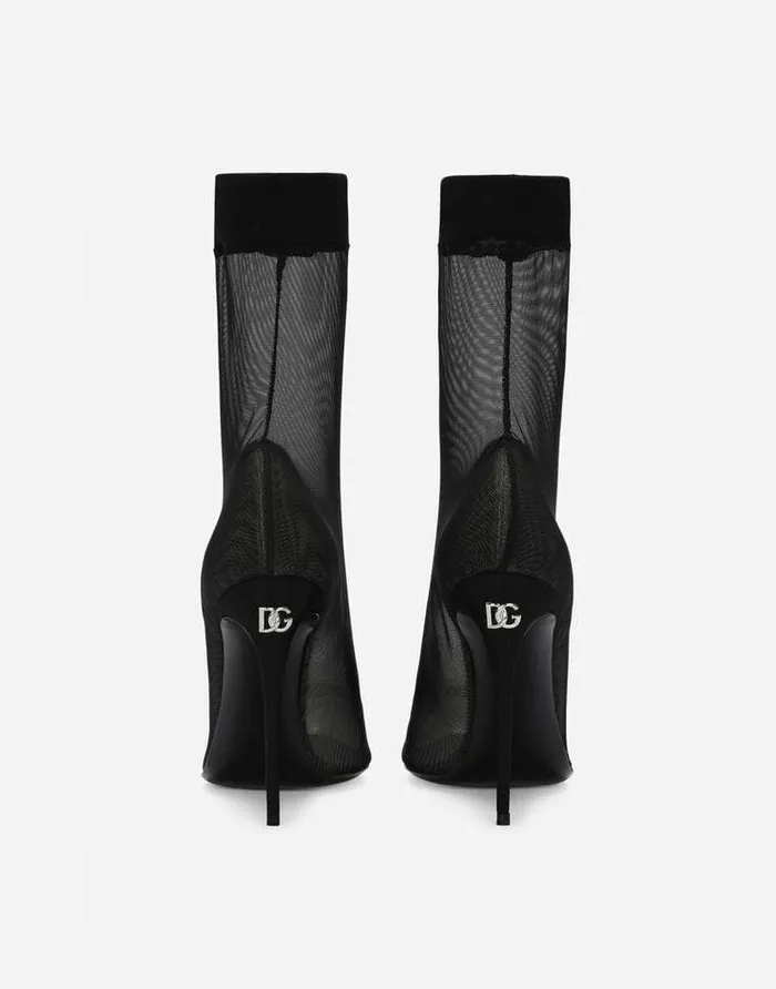 Dolce and Gabbana Boots And Booties Women KIM DOLCEandGABBANA Stretch Tulle Ankle Boots Black Dolce and Gabbana Boots And Booties Women KIM DOLCEandGABBANA Stretch Tulle Ankle Boots Black