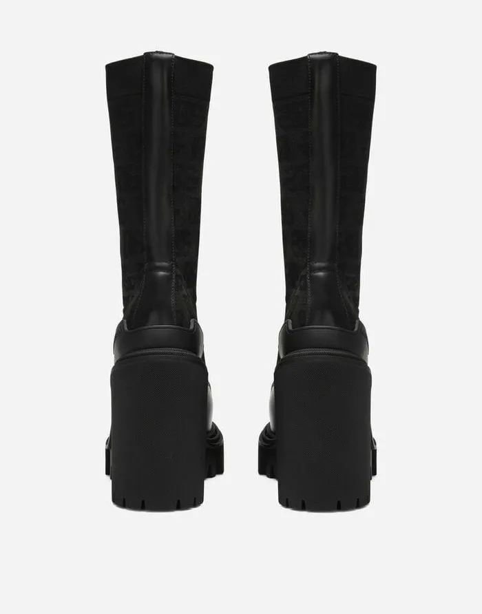 Dolce and Gabbana Boots And Booties Women Stretch Mesh Ankle Boots With Allover DG Logo Black Dolce and Gabbana Boots And Booties Women Stretch Mesh Ankle Boots With Allover DG Logo Black