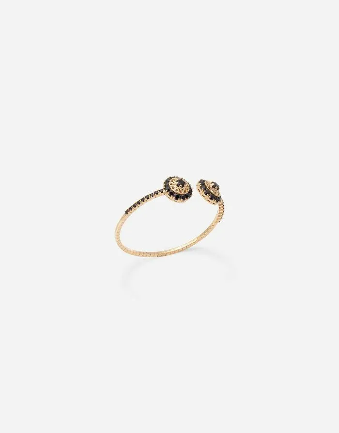 Dolce and Gabbana Bracelets Women Family Yellow Gold Bracelet With Rosette Motif And Black Sapphire Gold Dolce and Gabbana Bracelets Women Family Yellow Gold Bracelet With Rosette Motif And Black Sapphire Gold