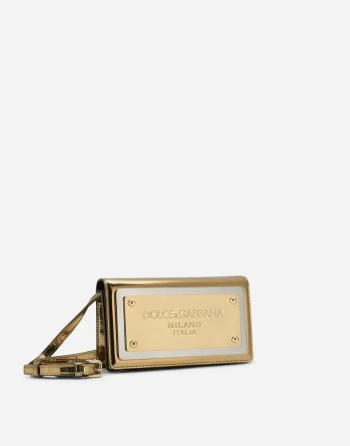 Dolce and Gabbana Clutches Mini And Micro Bags Women Phone Bag With Branded Maxiplate Gold Dolce and Gabbana Clutches Mini And Micro Bags Women Phone Bag With Branded Maxiplate Gold