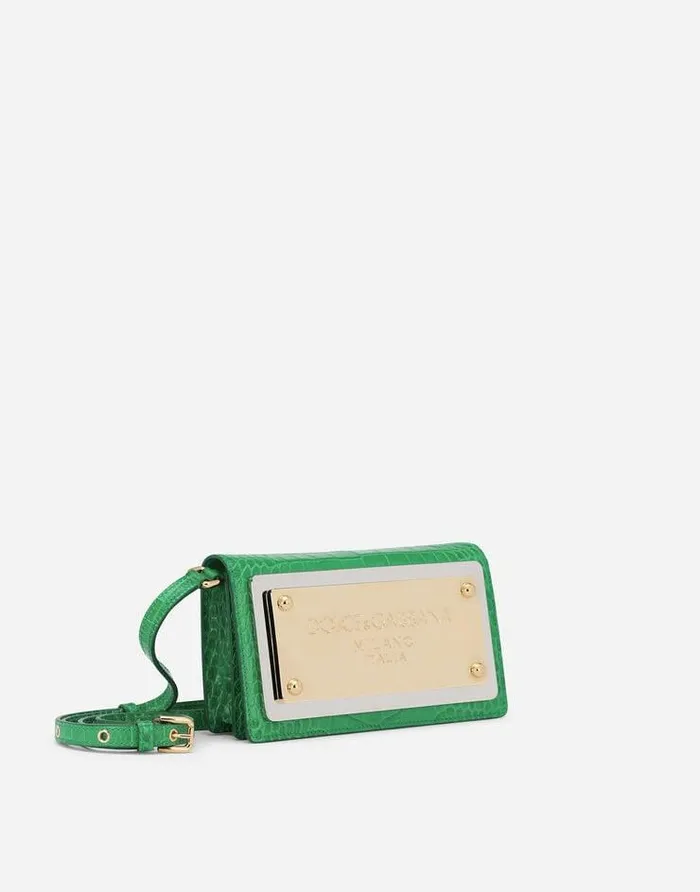 Dolce and Gabbana Clutches Mini And Micro Bags Women Phone Bag With Branded Maxiplate Green Dolce and Gabbana Clutches Mini And Micro Bags Women Phone Bag With Branded Maxiplate Green