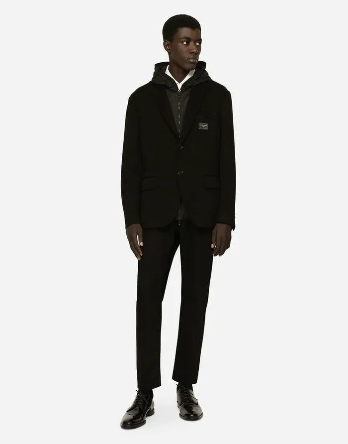 Dolce and Gabbana Coats And Jackets Men Hooded Jersey Jacket And Nylon Vest Black Dolce and Gabbana Coats And Jackets Men Hooded Jersey Jacket And Nylon Vest Black