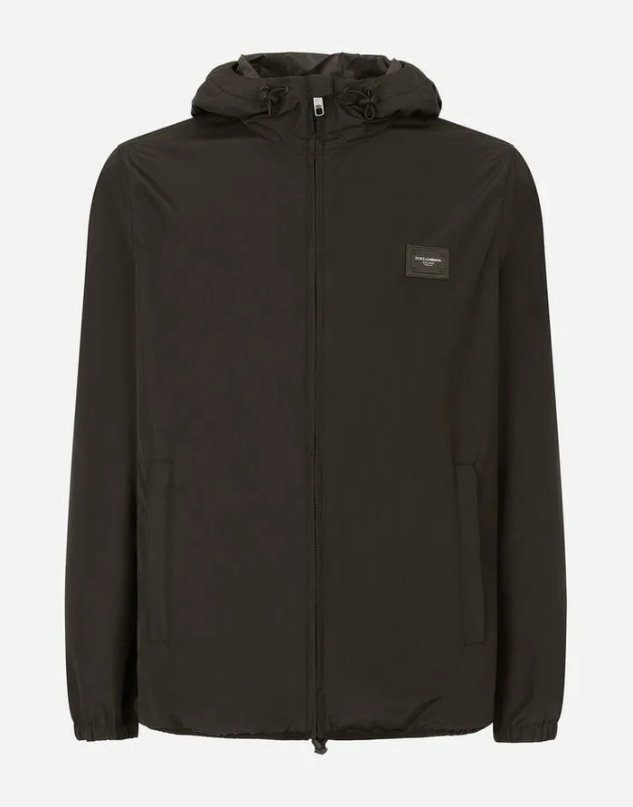 Dolce and Gabbana Coats And Jackets Men Nylon Jacket With Hood Black