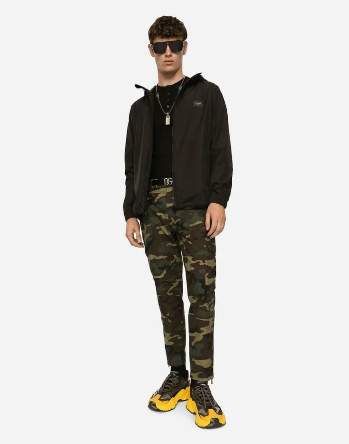 Dolce and Gabbana Coats And Jackets Men Nylon Jacket With Hood Black Dolce and Gabbana Coats And Jackets Men Nylon Jacket With Hood Black