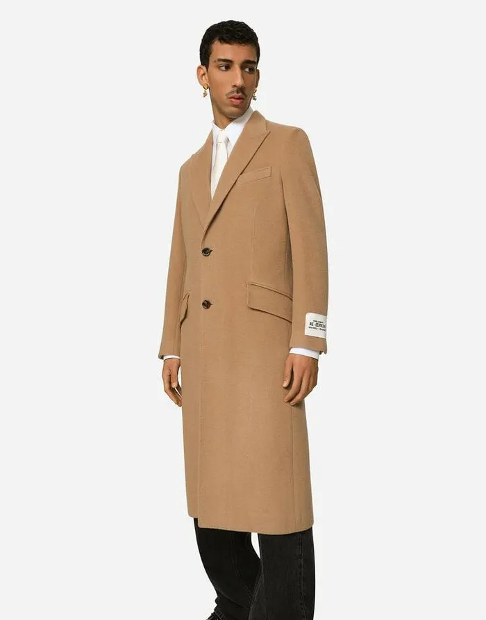 Dolce and Gabbana Coats And Jackets Men Singlebreasted Camel Wool Coat Pale Pink Dolce and Gabbana Coats And Jackets Men Singlebreasted Camel Wool Coat Pale Pink