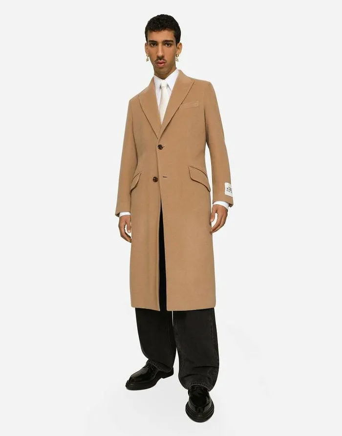Dolce and Gabbana Coats And Jackets Men Singlebreasted Camel Wool Coat Pale Pink Dolce and Gabbana Coats And Jackets Men Singlebreasted Camel Wool Coat Pale Pink