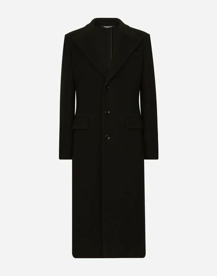 Dolce and Gabbana Coats And Jackets Men Singlebreasted Technical Wool Jersey Coat Black Dolce and Gabbana Coats And Jackets Men Singlebreasted Technical Wool Jersey Coat Black