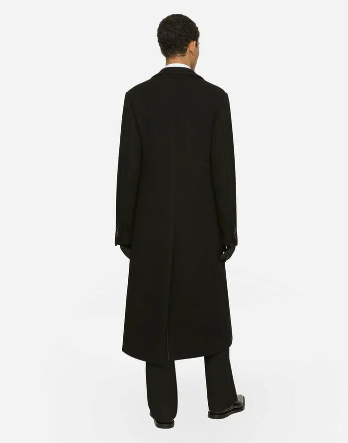 Dolce and Gabbana Coats And Jackets Men Singlebreasted Technical Wool Jersey Coat Black Dolce and Gabbana Coats And Jackets Men Singlebreasted Technical Wool Jersey Coat Black
