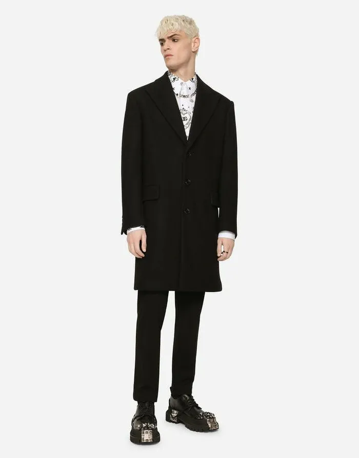 Dolce and Gabbana Coats And Jackets Men Singlebreasted Wool Jersey Coat Multicolor Dolce and Gabbana Coats And Jackets Men Singlebreasted Wool Jersey Coat Multicolor
