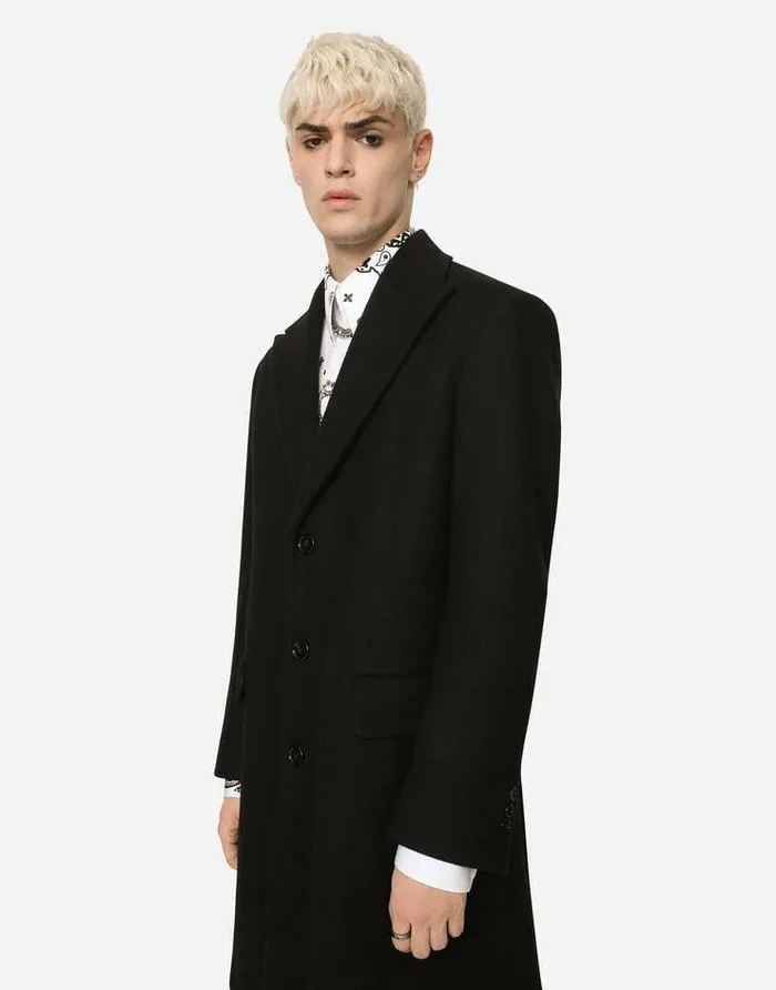 Dolce and Gabbana Coats And Jackets Men Singlebreasted Wool Jersey Coat Multicolor Dolce and Gabbana Coats And Jackets Men Singlebreasted Wool Jersey Coat Multicolor