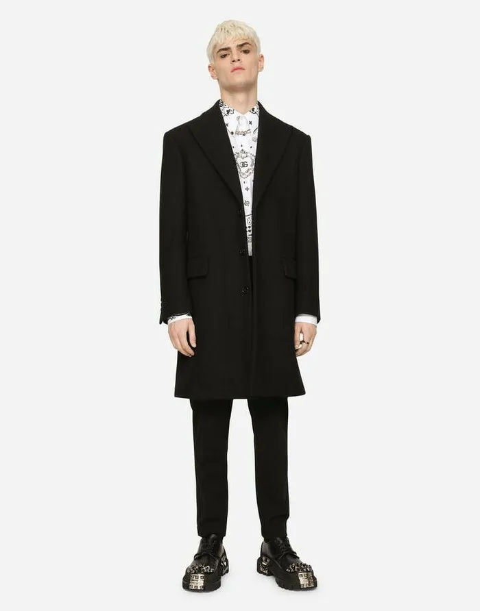 Dolce and Gabbana Coats And Jackets Men Singlebreasted Wool Jersey Coat Multicolor Dolce and Gabbana Coats And Jackets Men Singlebreasted Wool Jersey Coat Multicolor