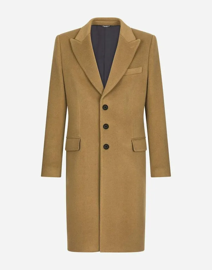 Dolce and Gabbana Coats And Jackets Men Wool And Cashmere Coat Beige