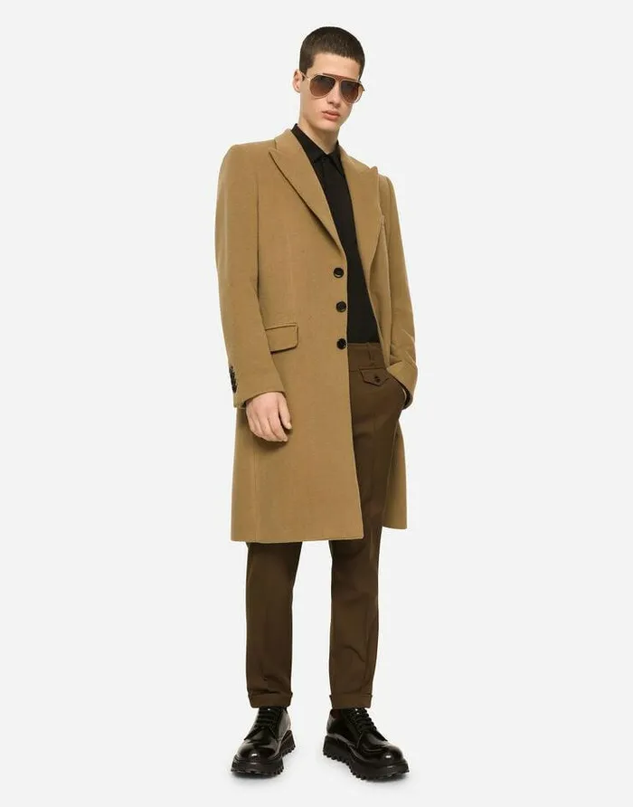 Dolce and Gabbana Coats And Jackets Men Wool And Cashmere Coat Beige