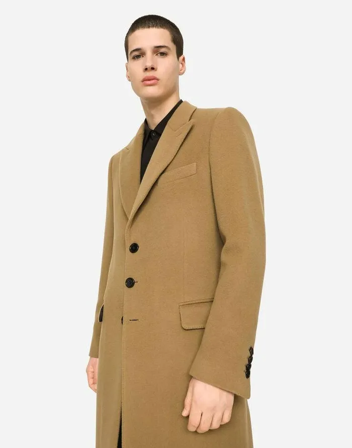 Dolce and Gabbana Coats And Jackets Men Wool And Cashmere Coat Beige