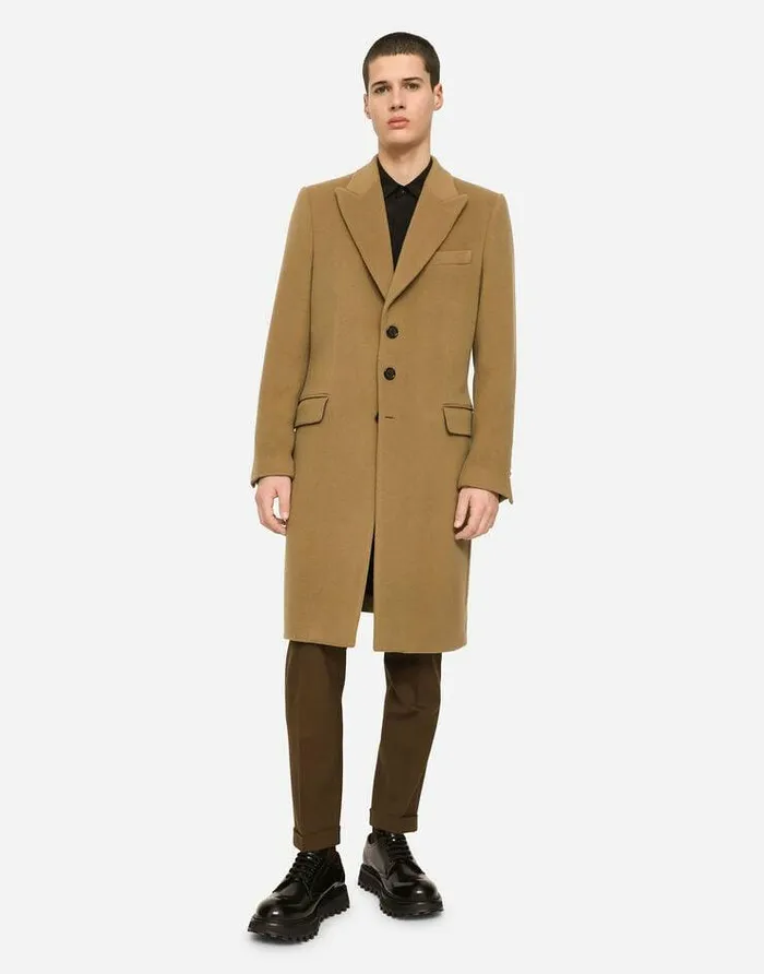 Dolce and Gabbana Coats And Jackets Men Wool And Cashmere Coat Beige