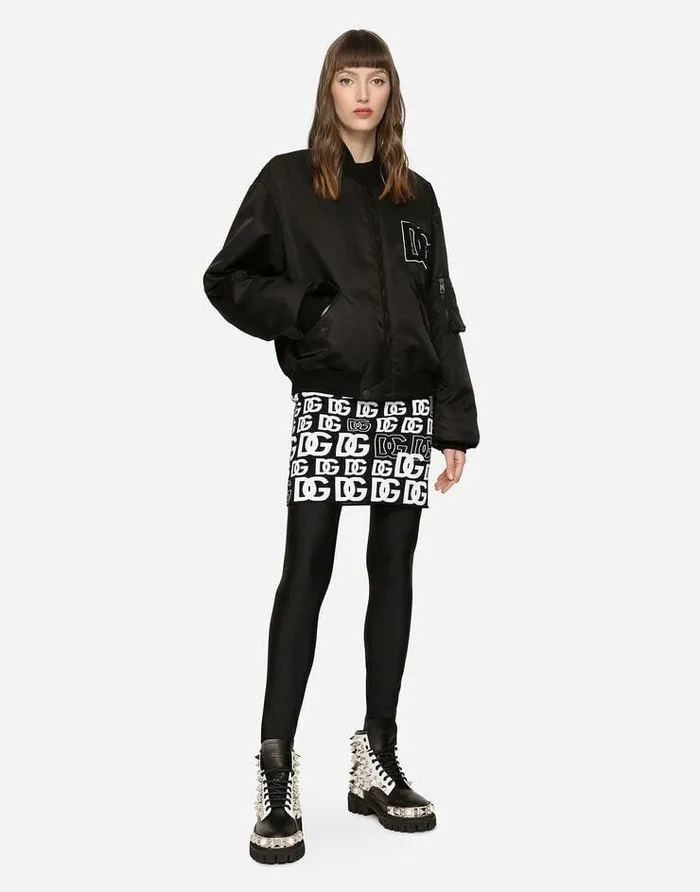 Dolce and Gabbana Coats And Jackets Women Nylon Bomber Jacket With DG Logo Patch Black Dolce and Gabbana Coats And Jackets Women Nylon Bomber Jacket With DG Logo Patch Black
