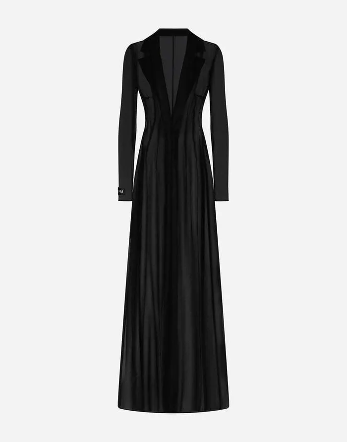 Dolce and Gabbana Coats And Jackets Women Silk Chiffon Duster Coat Black Dolce and Gabbana Coats And Jackets Women Silk Chiffon Duster Coat Black