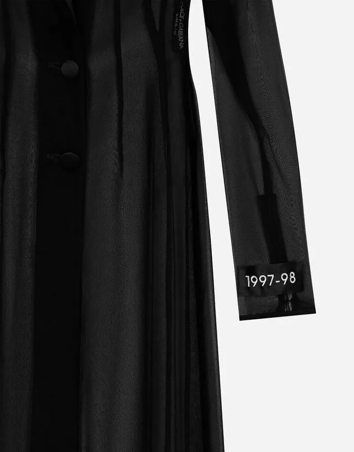 Dolce and Gabbana Coats And Jackets Women Silk Chiffon Duster Coat Black Dolce and Gabbana Coats And Jackets Women Silk Chiffon Duster Coat Black
