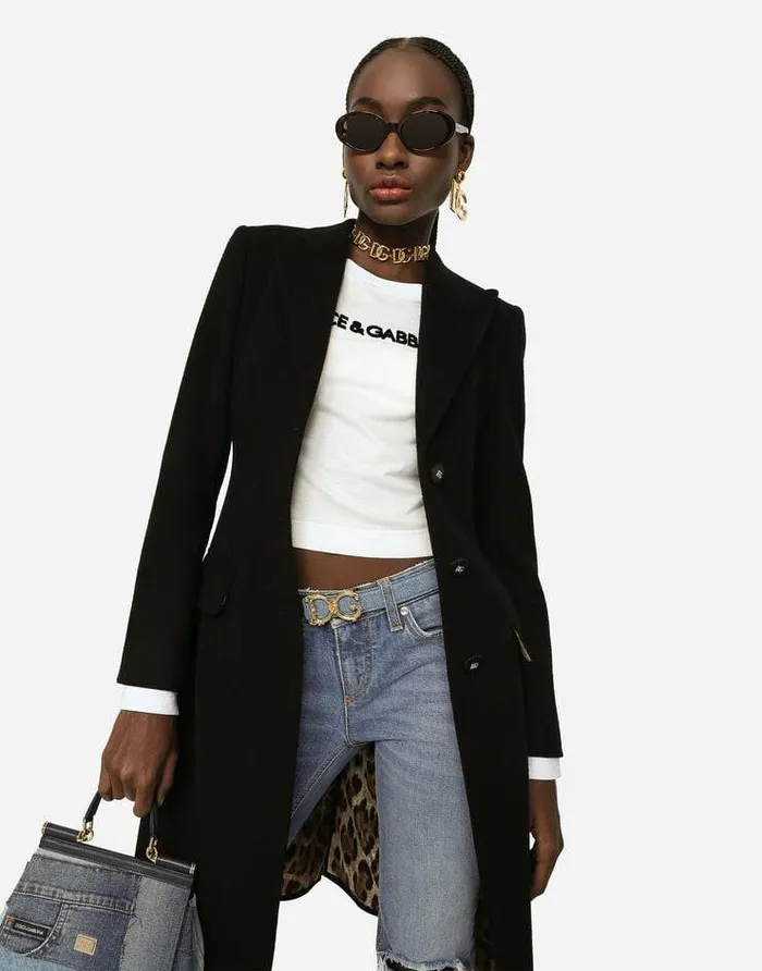 Dolce and Gabbana Coats And Jackets Women Singlebreasted Wool And Cashmere Coat Black Dolce and Gabbana Coats And Jackets Women Singlebreasted Wool And Cashmere Coat Black