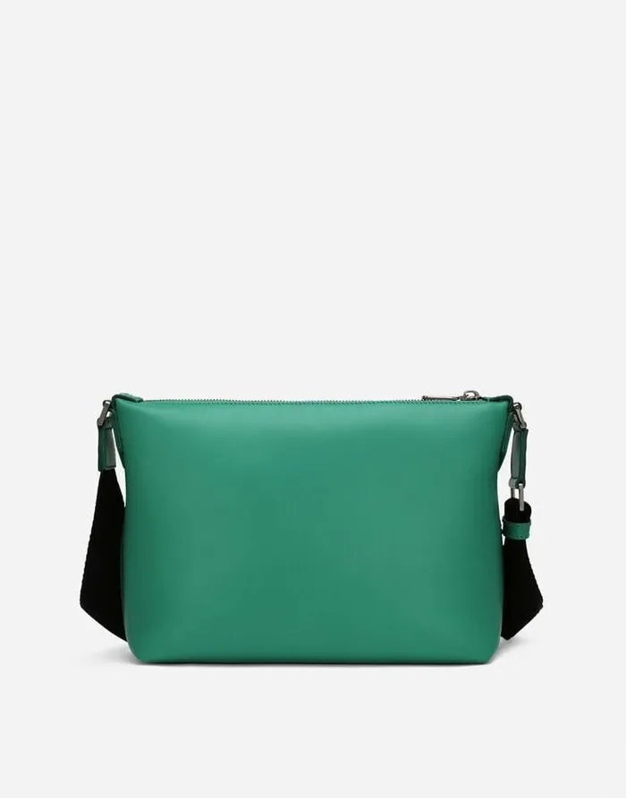 Dolce and Gabbana Crossbody Bags Men Calfskin Crossbody Bag With Raised Logo Green Dolce and Gabbana Crossbody Bags Men Calfskin Crossbody Bag With Raised Logo Green