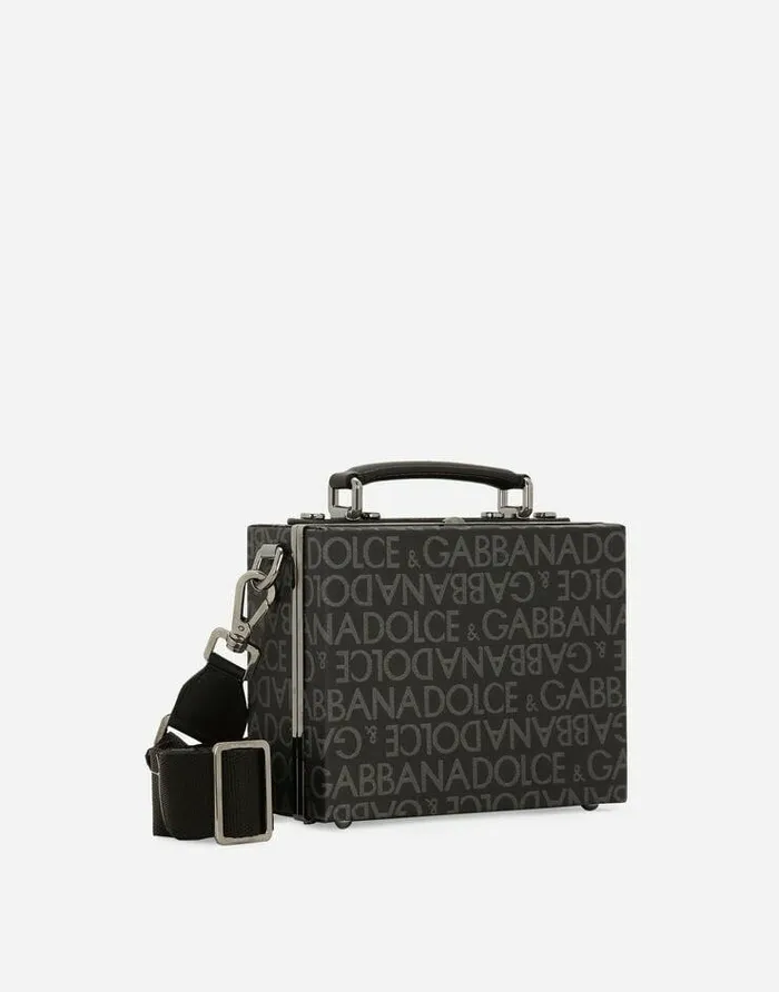 Dolce and Gabbana Crossbody Bags Men Coated Jacquard Box Bag Multicolor Dolce and Gabbana Crossbody Bags Men Coated Jacquard Box Bag Multicolor