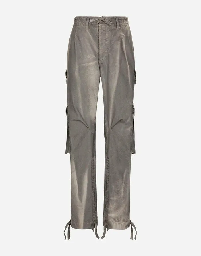 Dolce and Gabbana Denim Men Garmentdyed Cotton Canvas Cargo Jogging Pants Multicolor Dolce and Gabbana Denim Men Garmentdyed Cotton Canvas Cargo Jogging Pants Multicolor