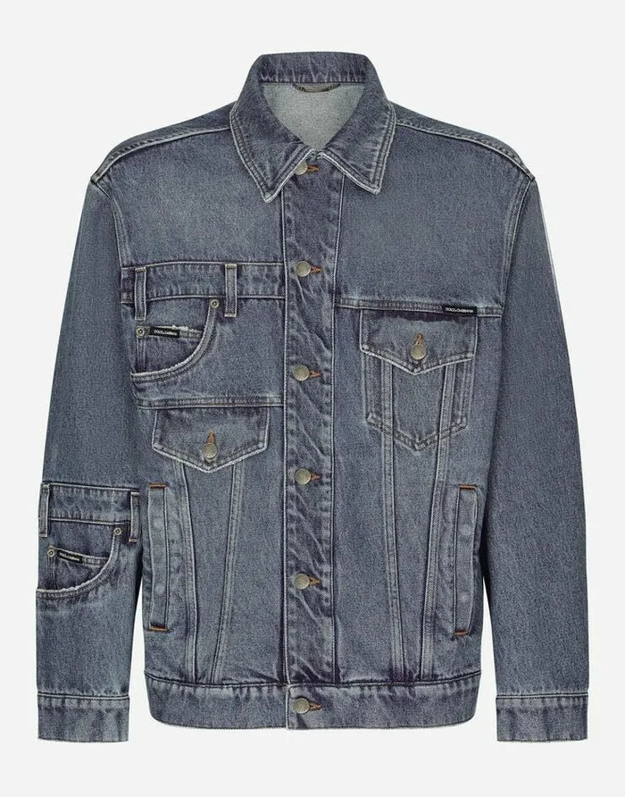 Dolce and Gabbana Denim Men Patchwork Denim Jacket Multicolor