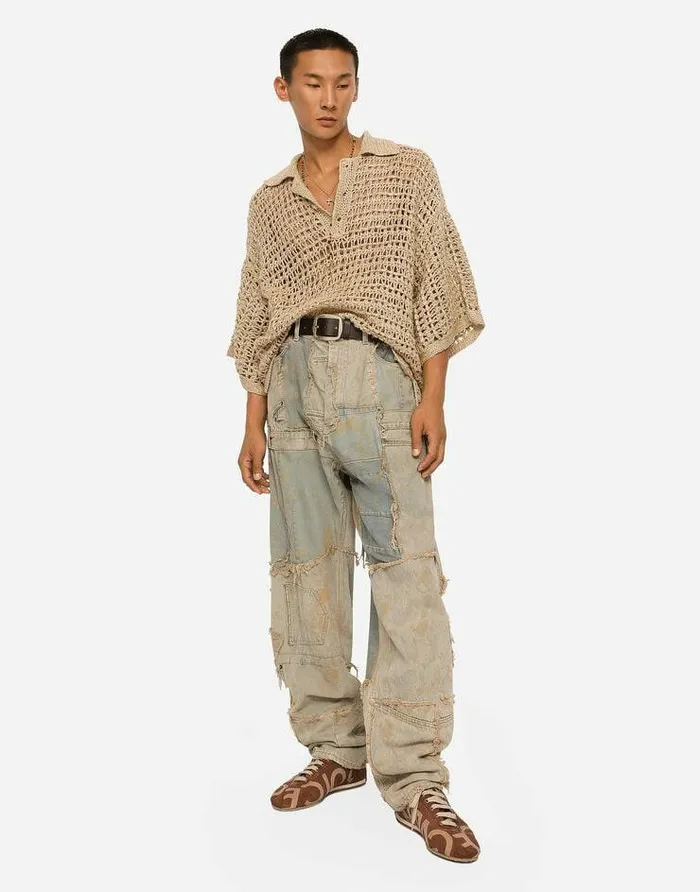 Dolce and Gabbana Denim Men Straightleg Patchwork Denim Jeans Multicolor Dolce and Gabbana Denim Men Straightleg Patchwork Denim Jeans Multicolor