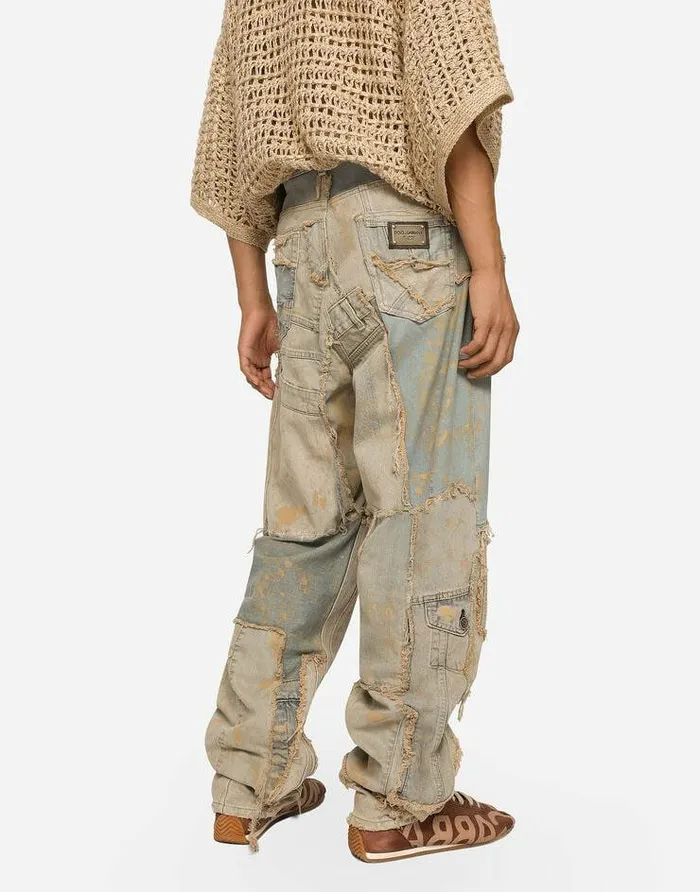 Dolce and Gabbana Denim Men Straightleg Patchwork Denim Jeans Multicolor Dolce and Gabbana Denim Men Straightleg Patchwork Denim Jeans Multicolor