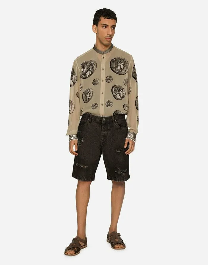 Dolce and Gabbana Denim Men Washed Denim Bermuda Shorts With Rips Multicolor Dolce and Gabbana Denim Men Washed Denim Bermuda Shorts With Rips Multicolor