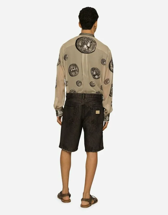 Dolce and Gabbana Denim Men Washed Denim Bermuda Shorts With Rips Multicolor Dolce and Gabbana Denim Men Washed Denim Bermuda Shorts With Rips Multicolor