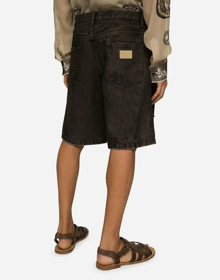 Dolce and Gabbana Denim Men Washed Denim Bermuda Shorts With Rips Multicolor Dolce and Gabbana Denim Men Washed Denim Bermuda Shorts With Rips Multicolor