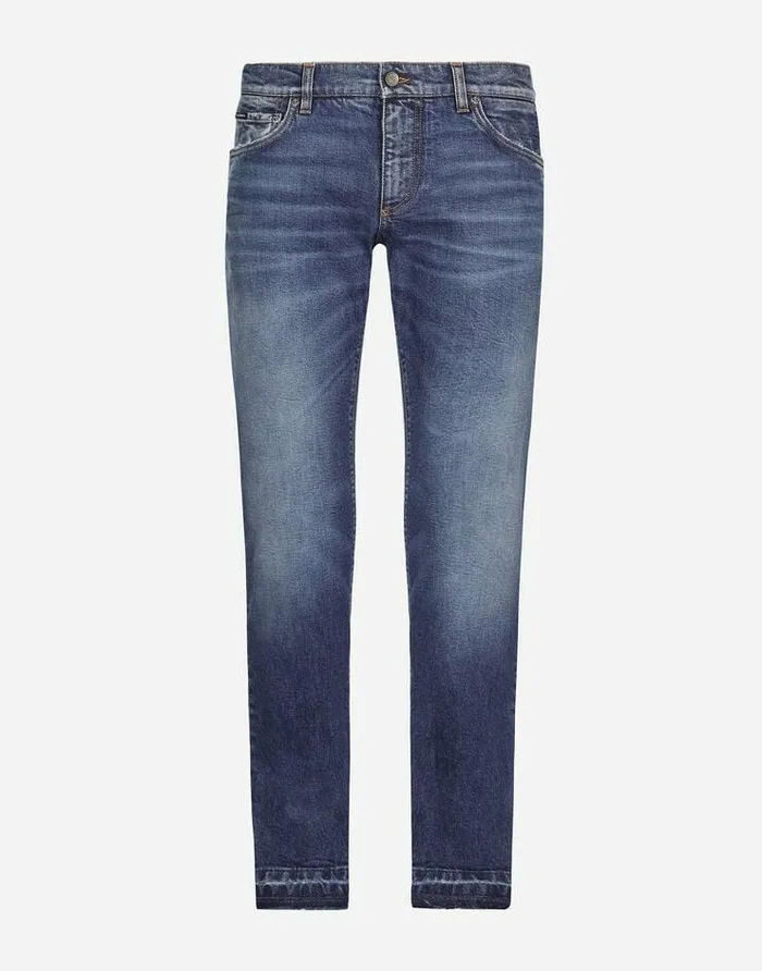 Dolce and Gabbana Denim Men Washed Slim Fit Stretch Denim Jeans Multicolor