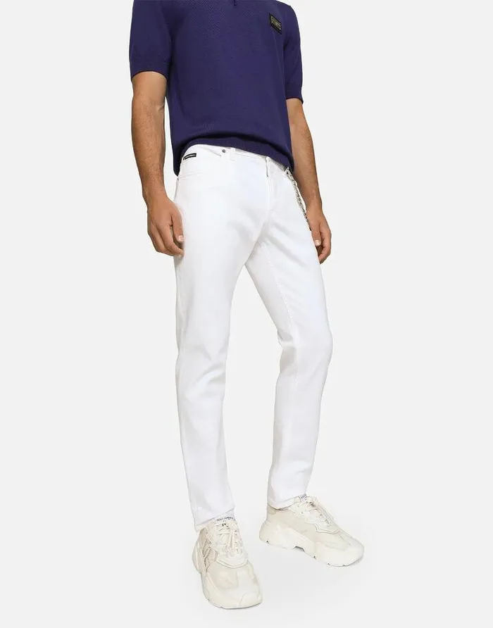 Dolce and Gabbana Denim Men White Regular Stretch Jeans Multicolor Dolce and Gabbana Denim Men White Regular Stretch Jeans Multicolor