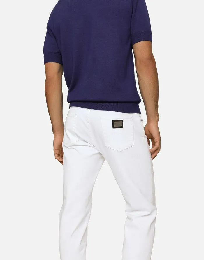 Dolce and Gabbana Denim Men White Regular Stretch Jeans Multicolor Dolce and Gabbana Denim Men White Regular Stretch Jeans Multicolor