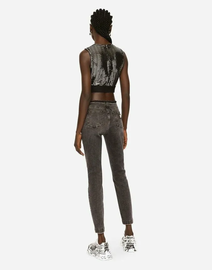Dolce and Gabbana Denim Women Cotton Jeans With Rawcut Waistband Multicolor