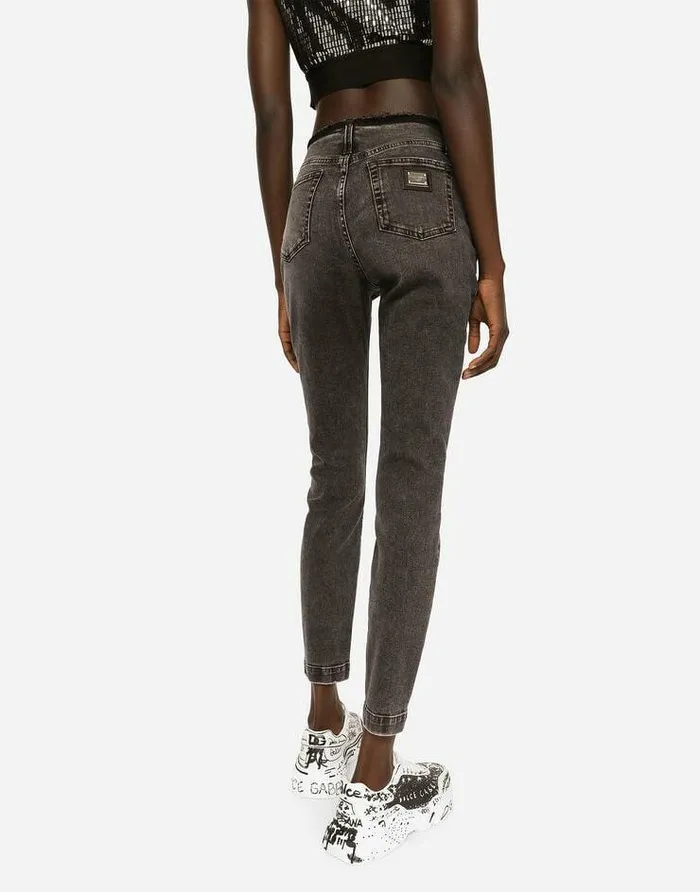 Dolce and Gabbana Denim Women Cotton Jeans With Rawcut Waistband Multicolor