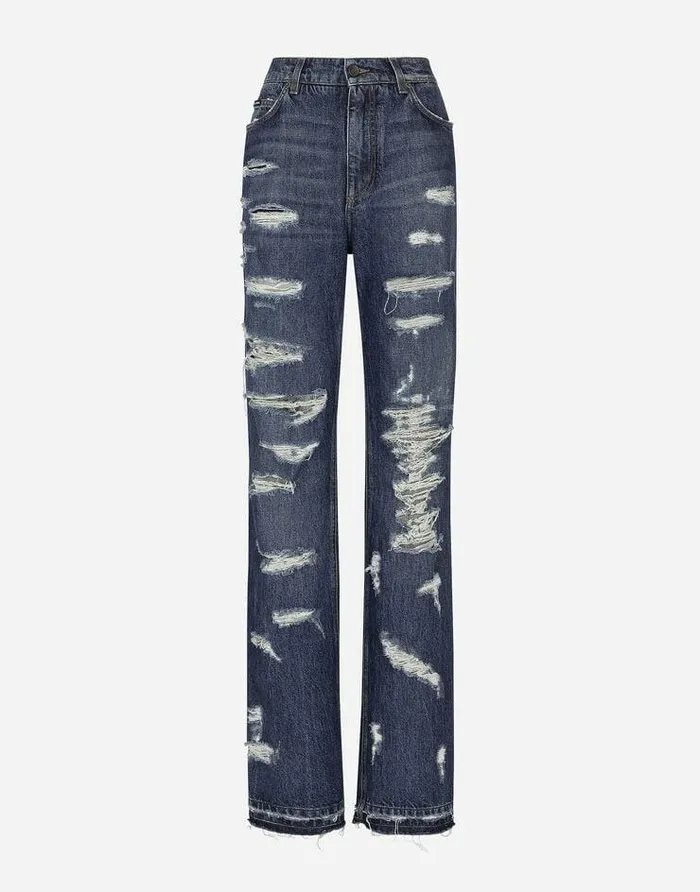 Dolce and Gabbana Denim Women Denim Jeans With Rips Multicolor