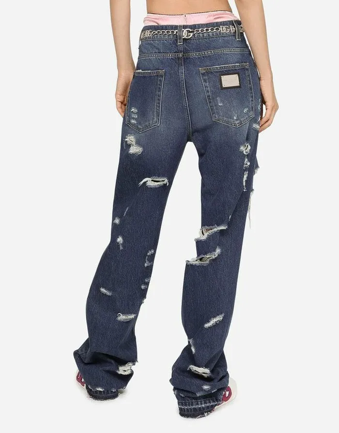 Dolce and Gabbana Denim Women Denim Jeans With Rips Multicolor Dolce and Gabbana Denim Women Denim Jeans With Rips Multicolor