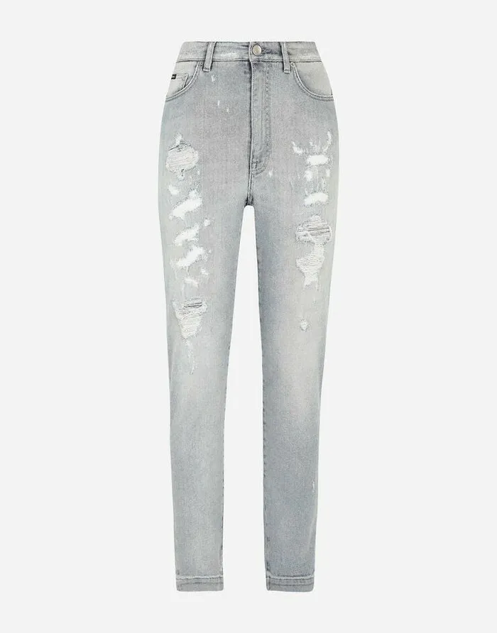 Dolce and Gabbana Denim Women Light Blue Denim Grace Jeans With Ripped Details Multicolor Dolce and Gabbana Denim Women Light Blue Denim Grace Jeans With Ripped Details Multicolor