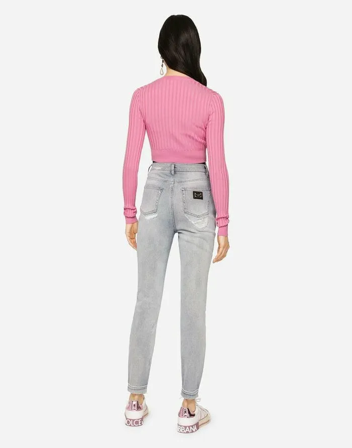 Dolce and Gabbana Denim Women Light Blue Denim Grace Jeans With Ripped Details Multicolor Dolce and Gabbana Denim Women Light Blue Denim Grace Jeans With Ripped Details Multicolor