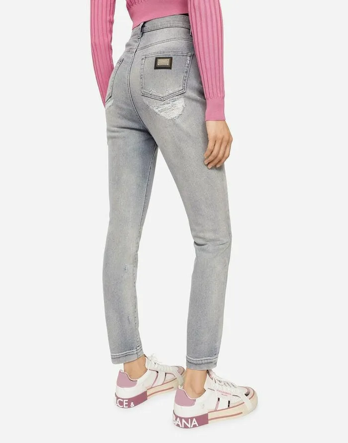 Dolce and Gabbana Denim Women Light Blue Denim Grace Jeans With Ripped Details Multicolor Dolce and Gabbana Denim Women Light Blue Denim Grace Jeans With Ripped Details Multicolor