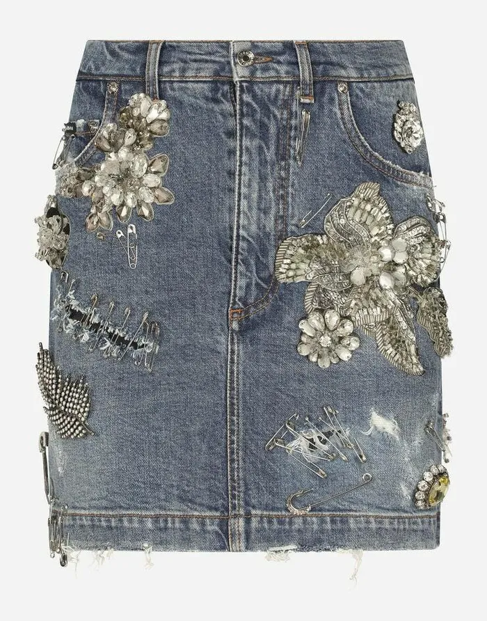 Dolce and Gabbana Denim Women Patchwork Denim Miniskirt Multicolor